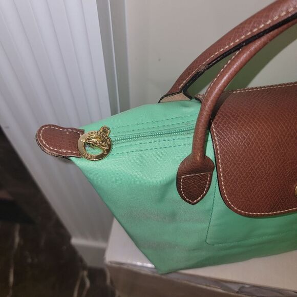 LONGCHAMP Li Pliage Classic Original S Bright Green Handle Foldable Tote Bag - Picture 6 of 16